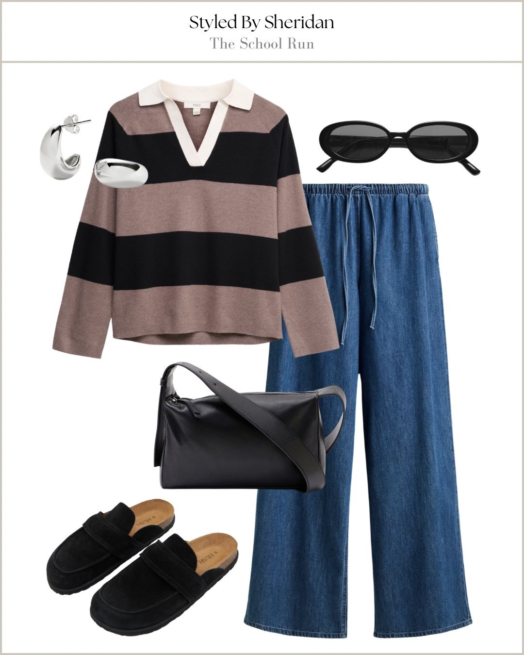 Casual outfit for the school run/running errands 

Striped rugby top / drawstring denim trousers / transitional style / autumn fashion / suede clogs 

#LTKautumn #LTKstyletip #LTKjeans
