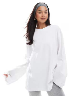 Weekday oversized long sleeve top in white | ASOS (Global)