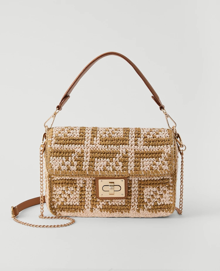 Weekend Geo Raffia Crossbody | Ann Taylor