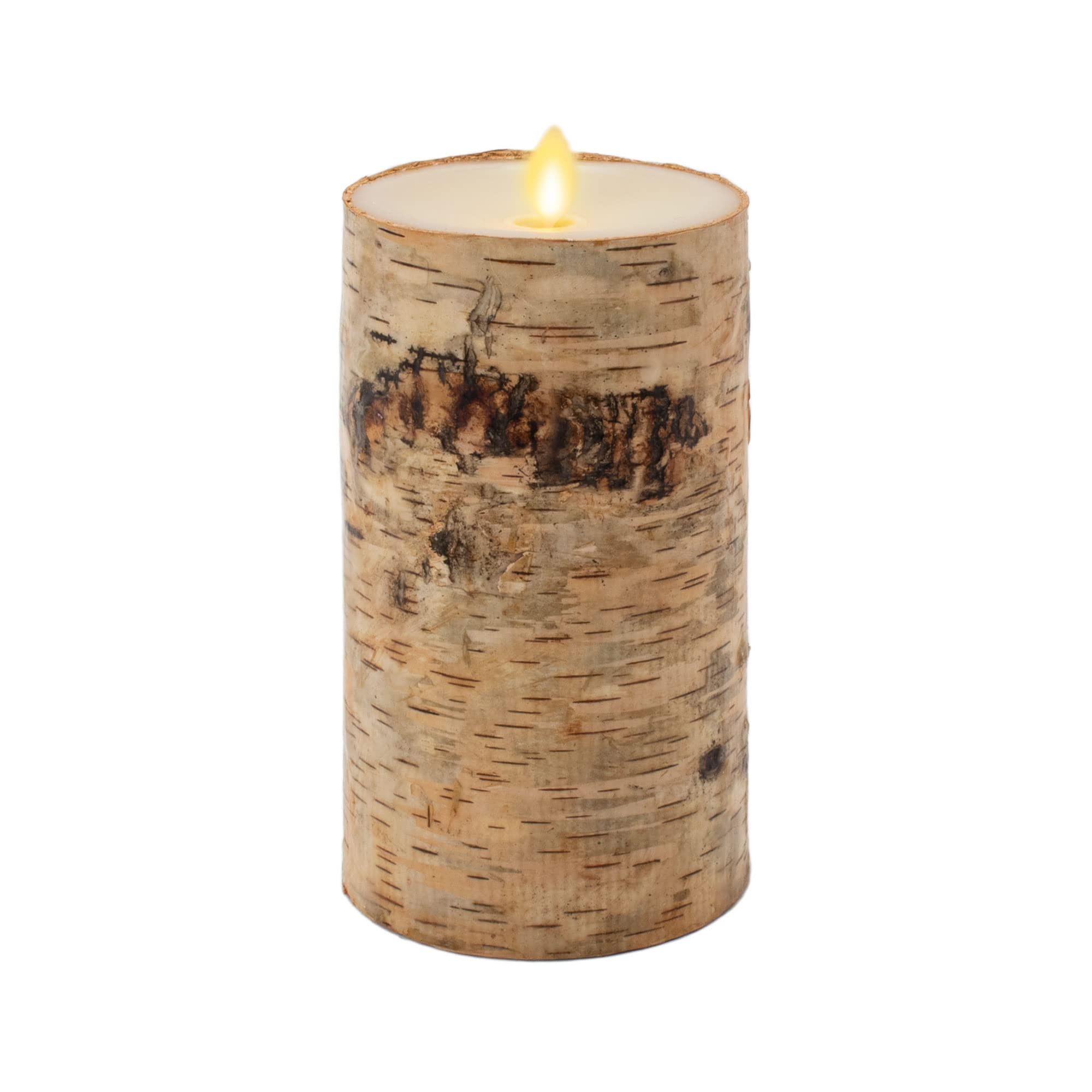 Luminara Realistic Artificial Flame Pillar Candle Wrapped with Real Birch Bark - Moving Flame LED... | Amazon (US)