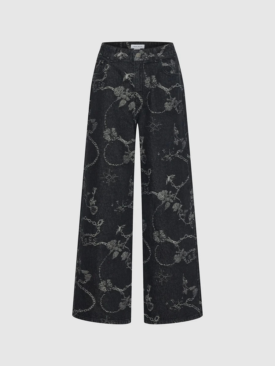 Printed Denim Jeans | Urban Revivo