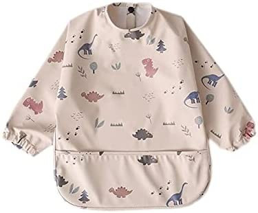 Waterproof Baby Bibs,Infant Toddler Long Sleeve Feeding Bib With Food Catcher,Easy Clean & Washab... | Amazon (US)