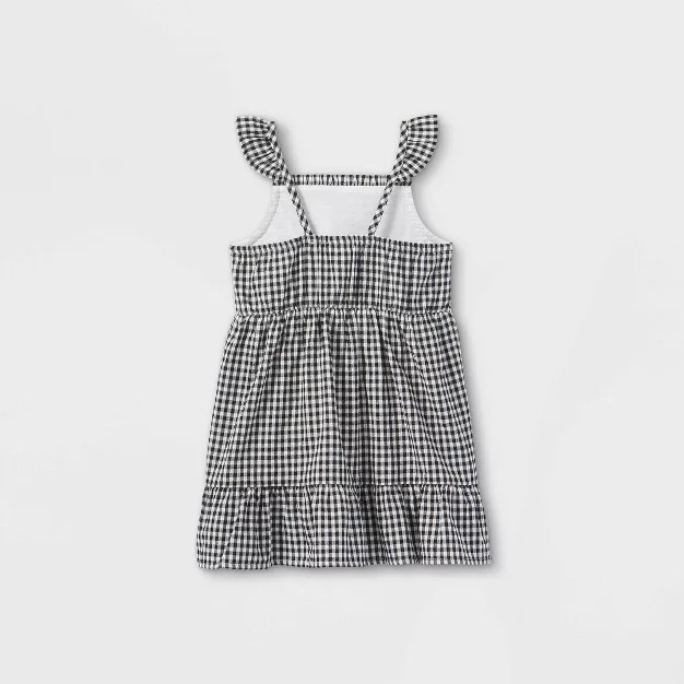 Toddler Girls' Sleeveless Smocked Gingham Dress - Cat & Jack™ Black/White | Target