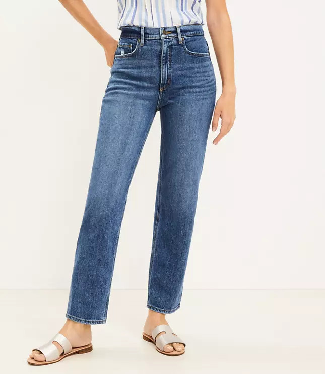 90s Straight Jeans in Authentic Vintage Mid Indigo Wash | LOFT