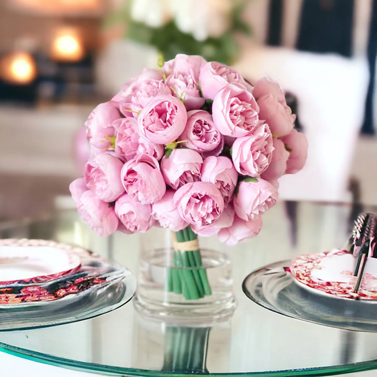 Peony Floral Arrangements in Vase | Wayfair North America