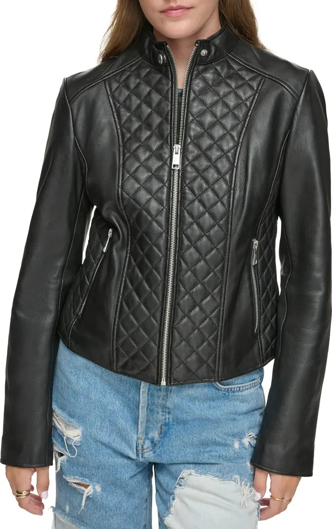 Andrew Marc Quilted Panel Leather Jacket | Nordstrom | Nordstrom