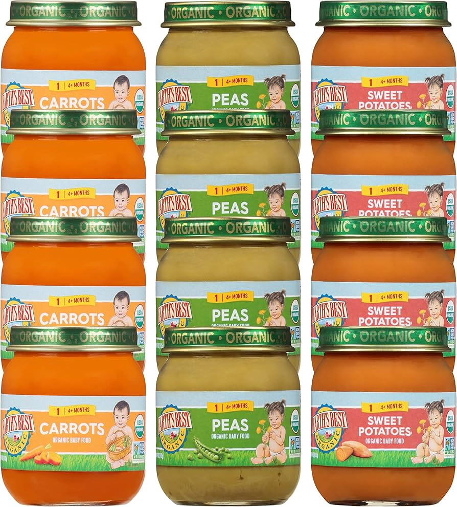 Earth's Best Organic Baby Food Jars, Stage 1 Vegetable Puree for Babies 4 Months and Older, Organ... | Amazon (US)