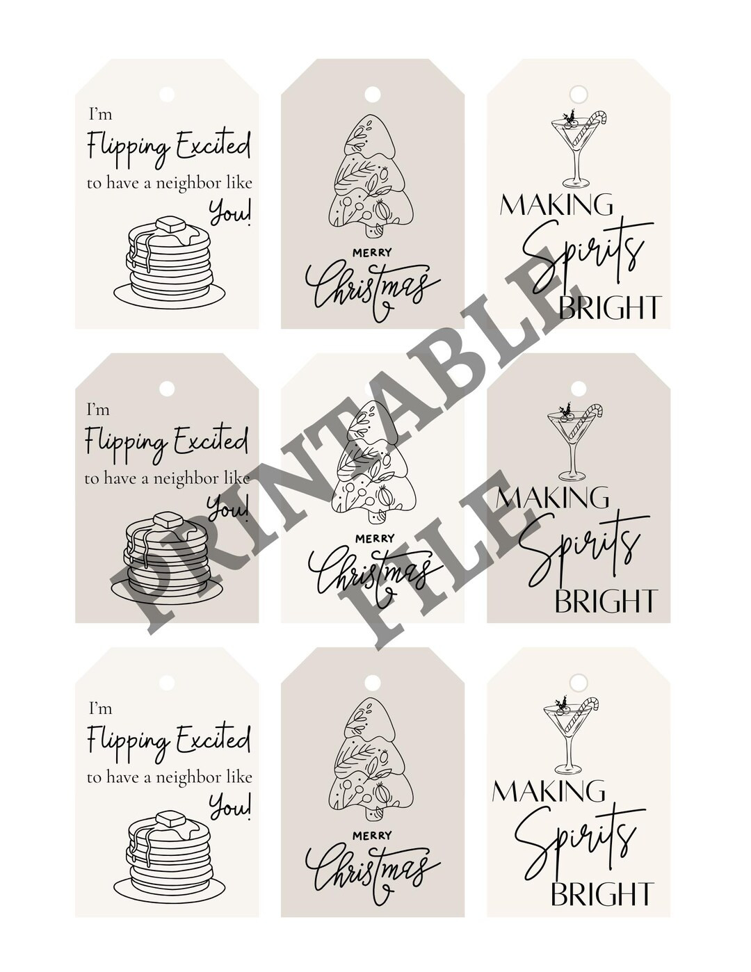 Christmas Gift Tags Set - Printable Gift Tags - Neighbor Gift - Etsy | Etsy (US)