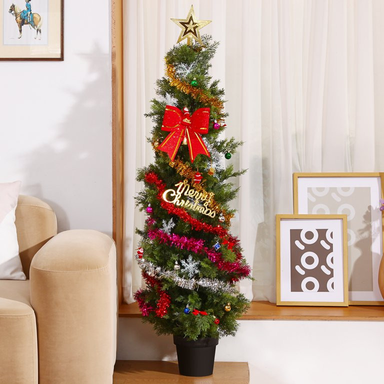 Artificial Christmas Tree 5 FT Artificial Cedar Topiary Trees for Outdoors Potted Fake Cypress Tr... | Walmart (US)