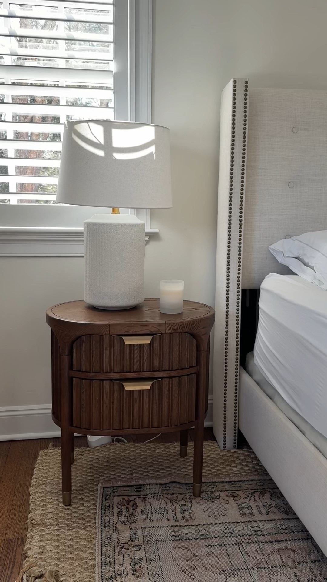 Planning to redo our guest bedroom/matts office next and loved this nightstand & matching dresser from Anthro. My Anthro code kendall20 also works for 20% off .  
** bed is old from kids and main and rugs is old Etsy find (one a kind oushak rug) 