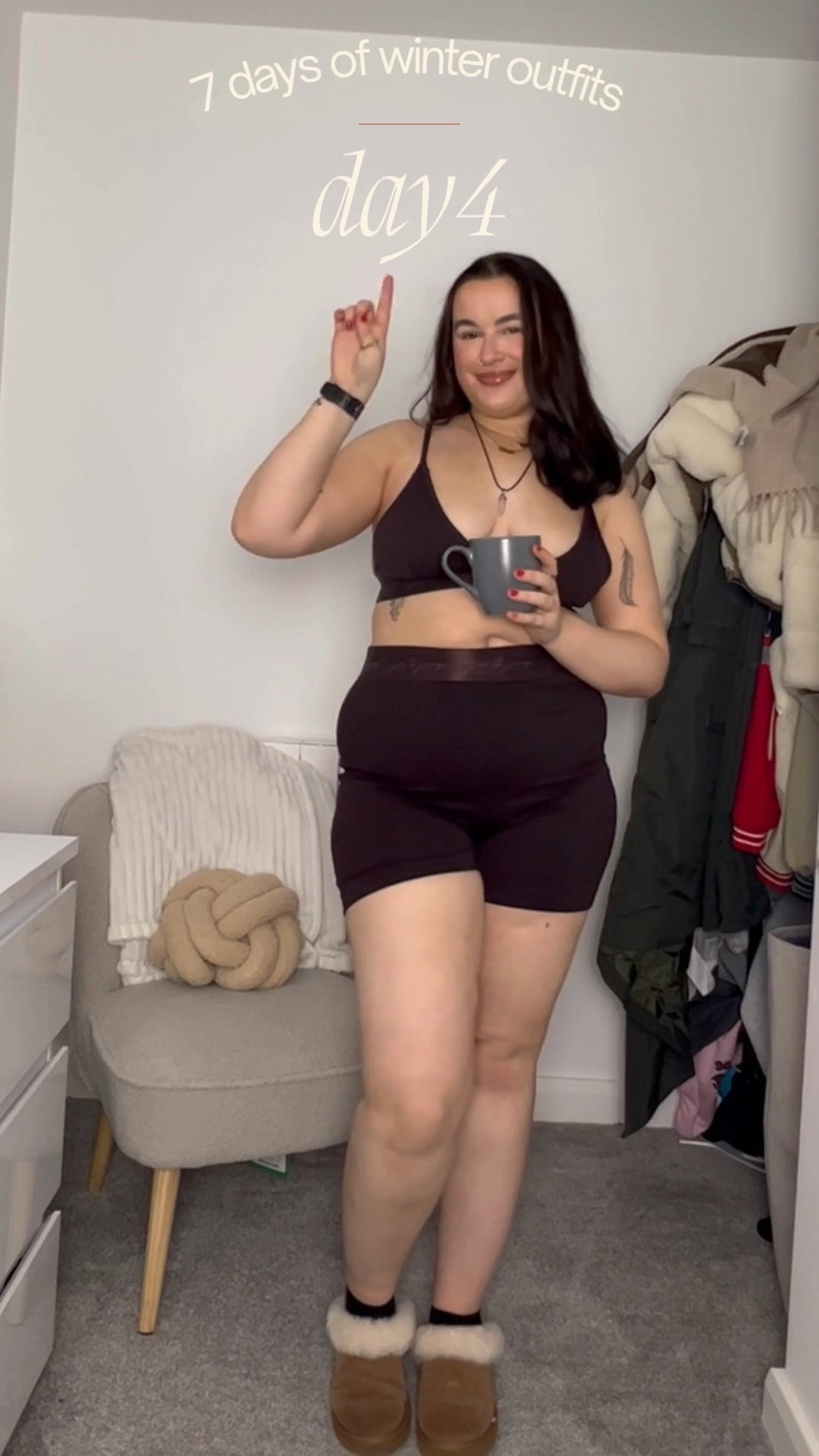 7 days of winter outfits: day 4 ❄️  romper, jumpsuit, trench coat, ugg boots, winter outfit

#LTKunder100 #LTKCyberweek #LTKSeasonal