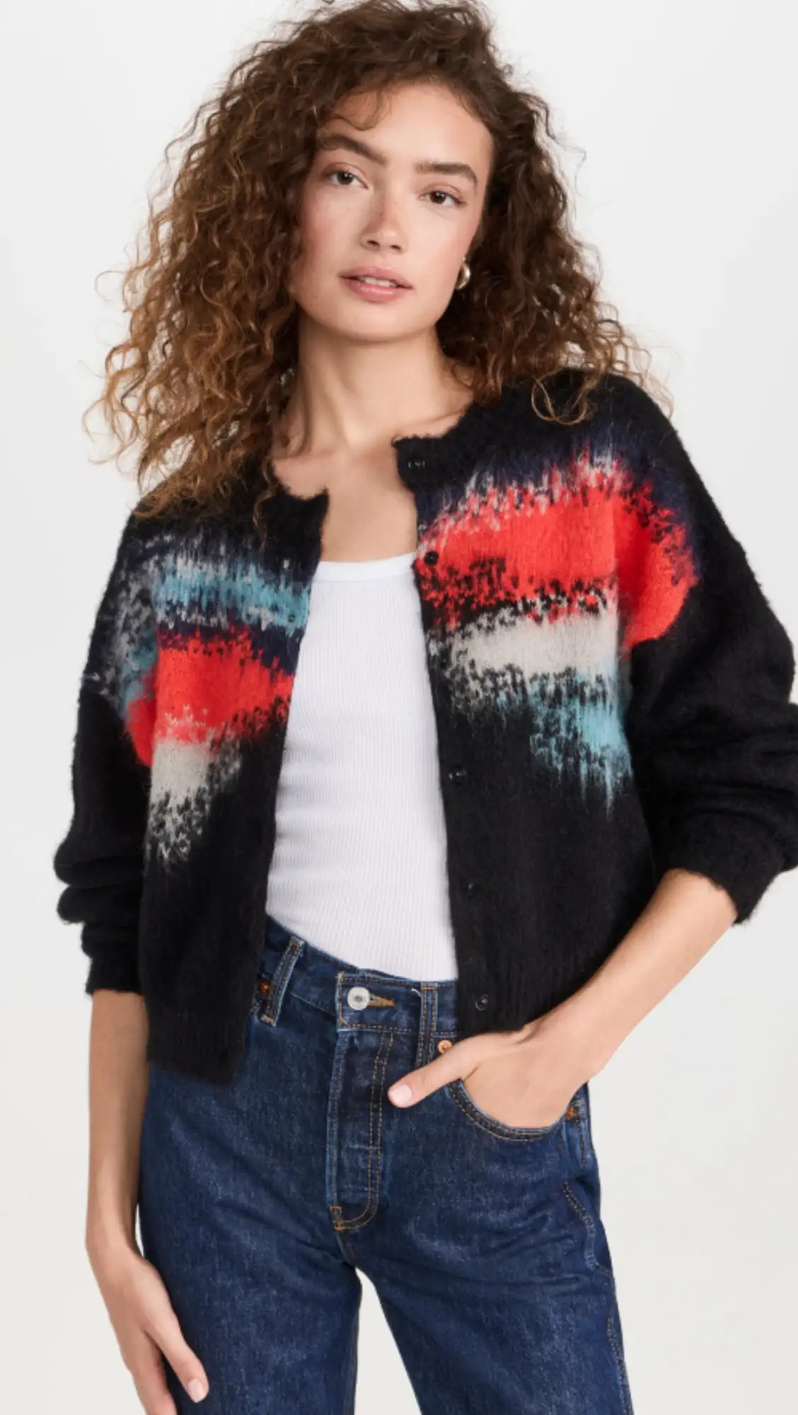 RE/DONE Intarsia Crew Cardigan | Shopbop | Shopbop