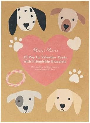Meri Meri Dogs Kids Valentine Cards (Pack of 12), Classroom Valentine's Day Cards, Pop-Up 3D Dog ... | Amazon (US)
