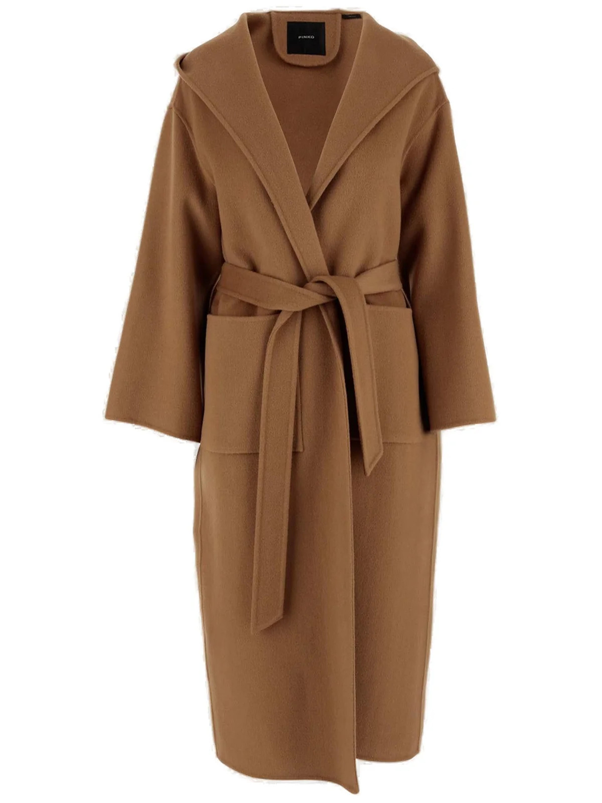 Pinko Shawl-Lapel Hooded Belted Coat | Cettire Global