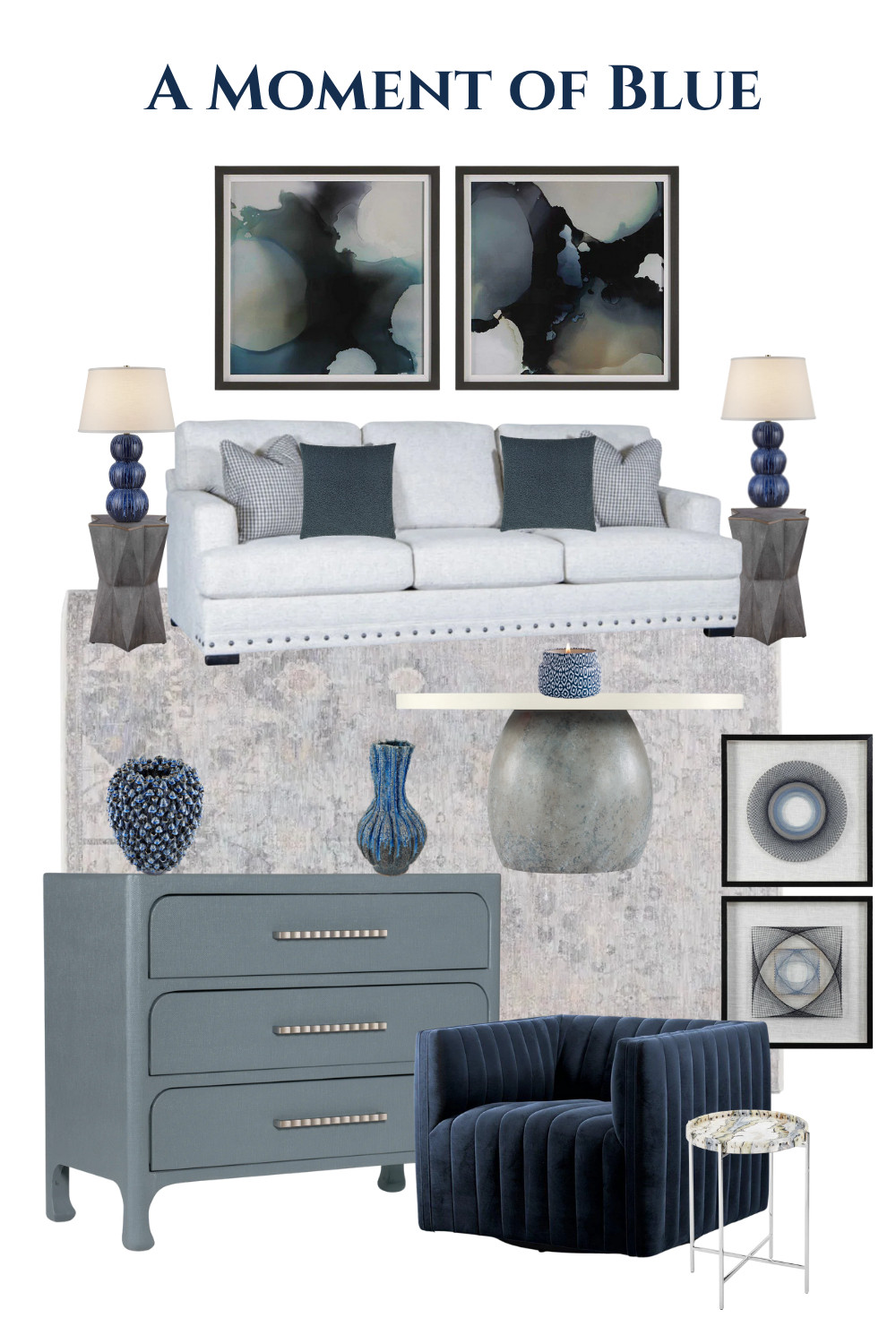 Bring calm, character, and timeless style into your living room with layered shades of blue. From soft textures to tailored silhouettes, this mood board shows how blue creates a space that feels both inviting and elevated.

Shop the look to add depth, balance, and effortless sophistication to your home. 

 #LTKGiftGuide #LTKOver40 #LTKHome
