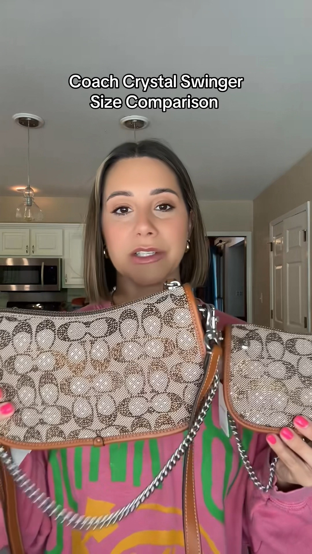 Size comparison of the Coach crystal swingers.

#LTKItBag