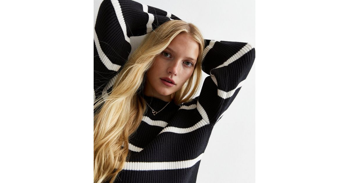 Black Stripe Ribbed Knit Crew Neck Jumper
						
						Add to Saved Items
						Remove from Saved... | New Look (UK)