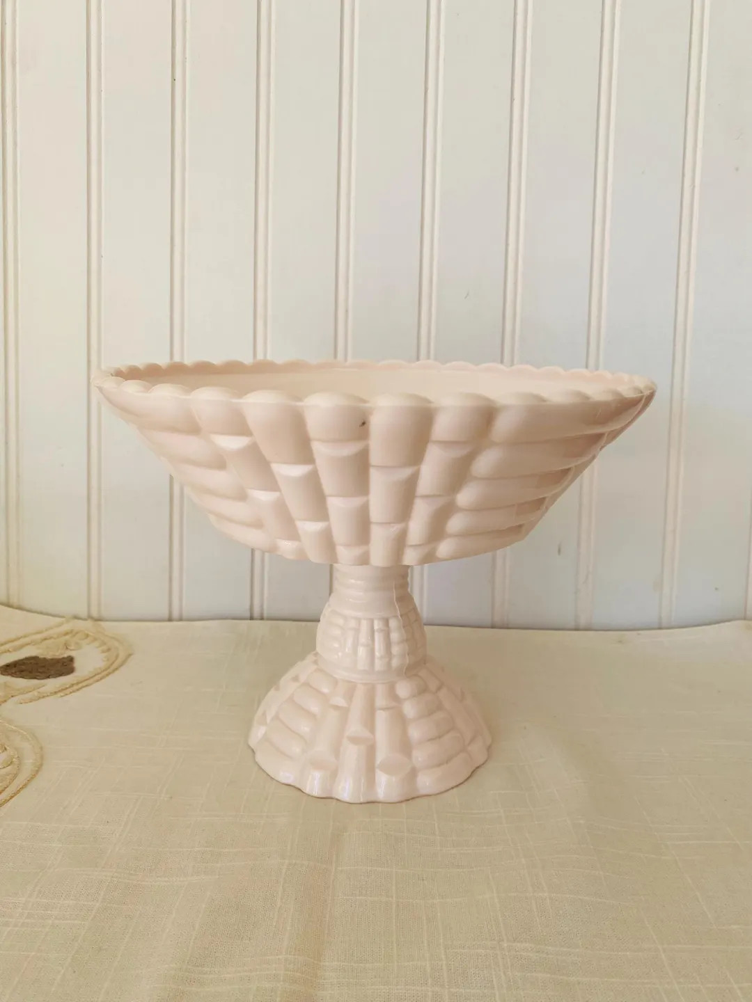 Pink Milk Glass Compote/ Pedestal Bowl | Etsy (US)