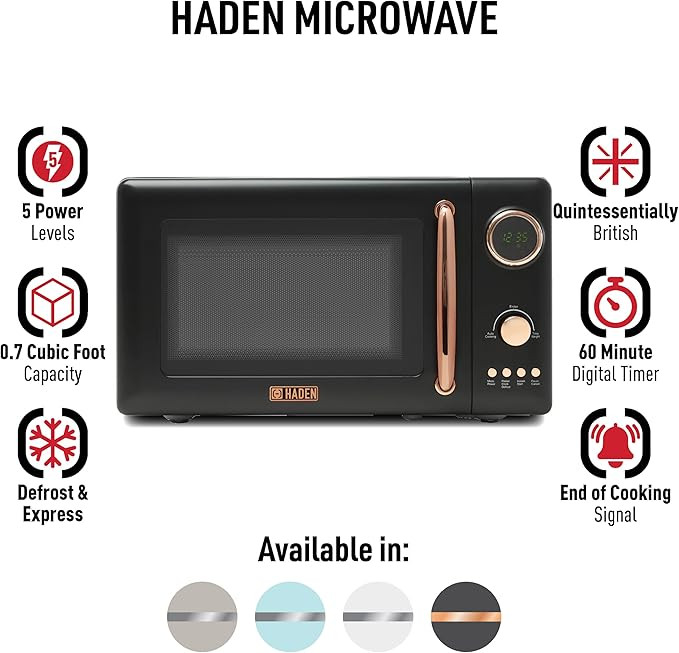 Haden 700 Watt 0.7 Cubic Foot Microwave Oven with Digital Controls, Defrost, and Instant Start Co... | Amazon (US)