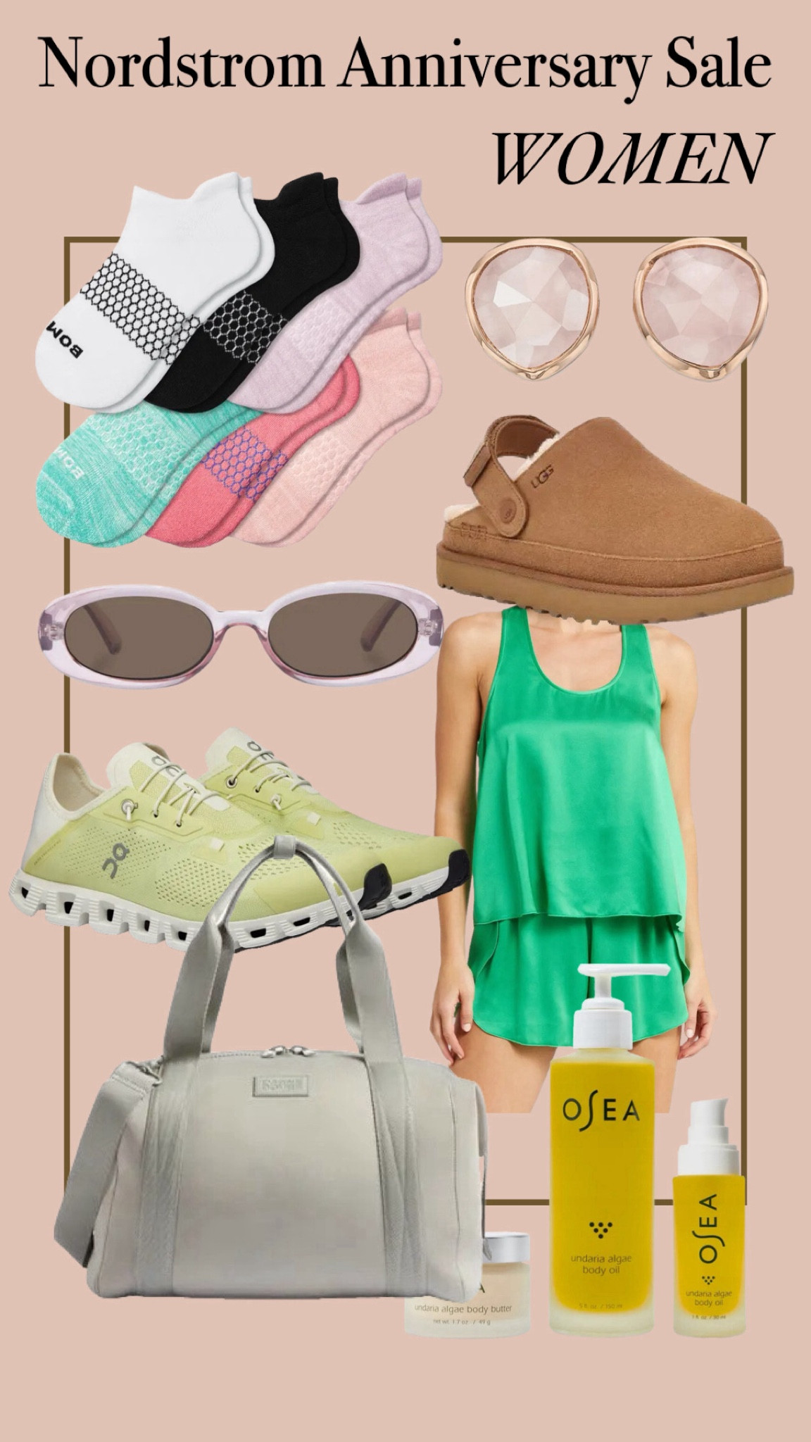 My NSale picks for women! I actually really like these Ugg clogs, the OSEA discovery set is clean & an incredible deal (the full size body oil alone is usually $50), & again with the Bombas! I also like this weekender (I have the smaller version), & I wear my Monica Vinader earrings daily! 

#LTKxNSale #LTKSummerSales #LTKBeauty