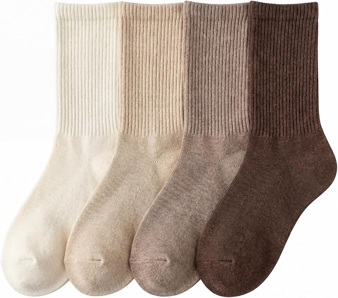4 Pairs Women Lightweight Crew Socks, Breathable Cotton Hand-Linked Smooth Toe, Soft, Comfortable... | Amazon (US)