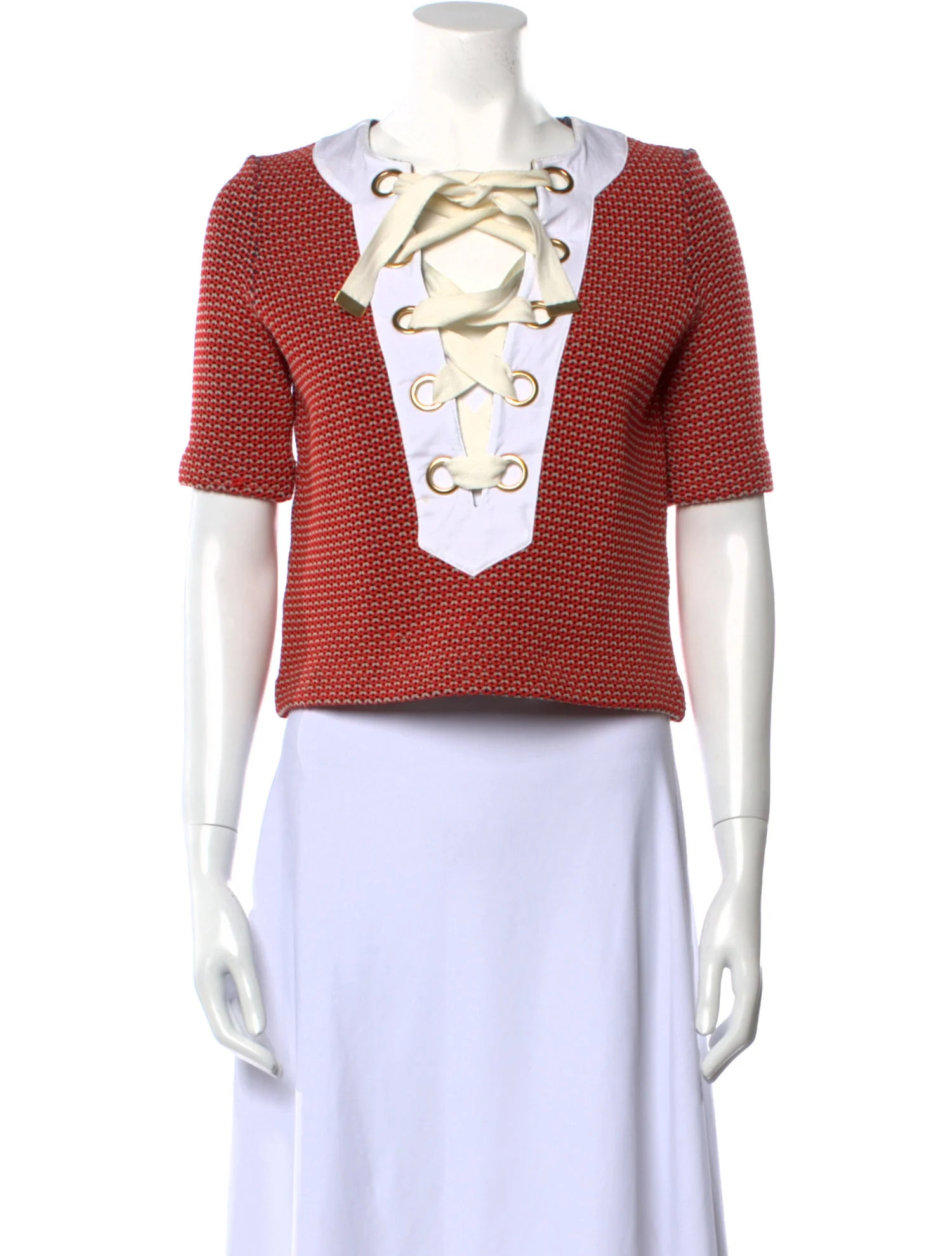 Tweed Pattern Square Neckline Crop Top | The RealReal