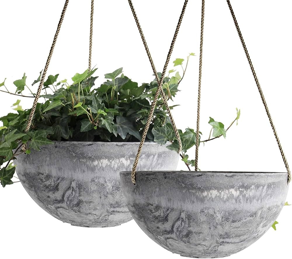 LA JOLIE MUSE Hanging Planter Flower Plant Pots - 9.84 Inch Indoor Outdoor Balcony Patio Hanging ... | Amazon (US)