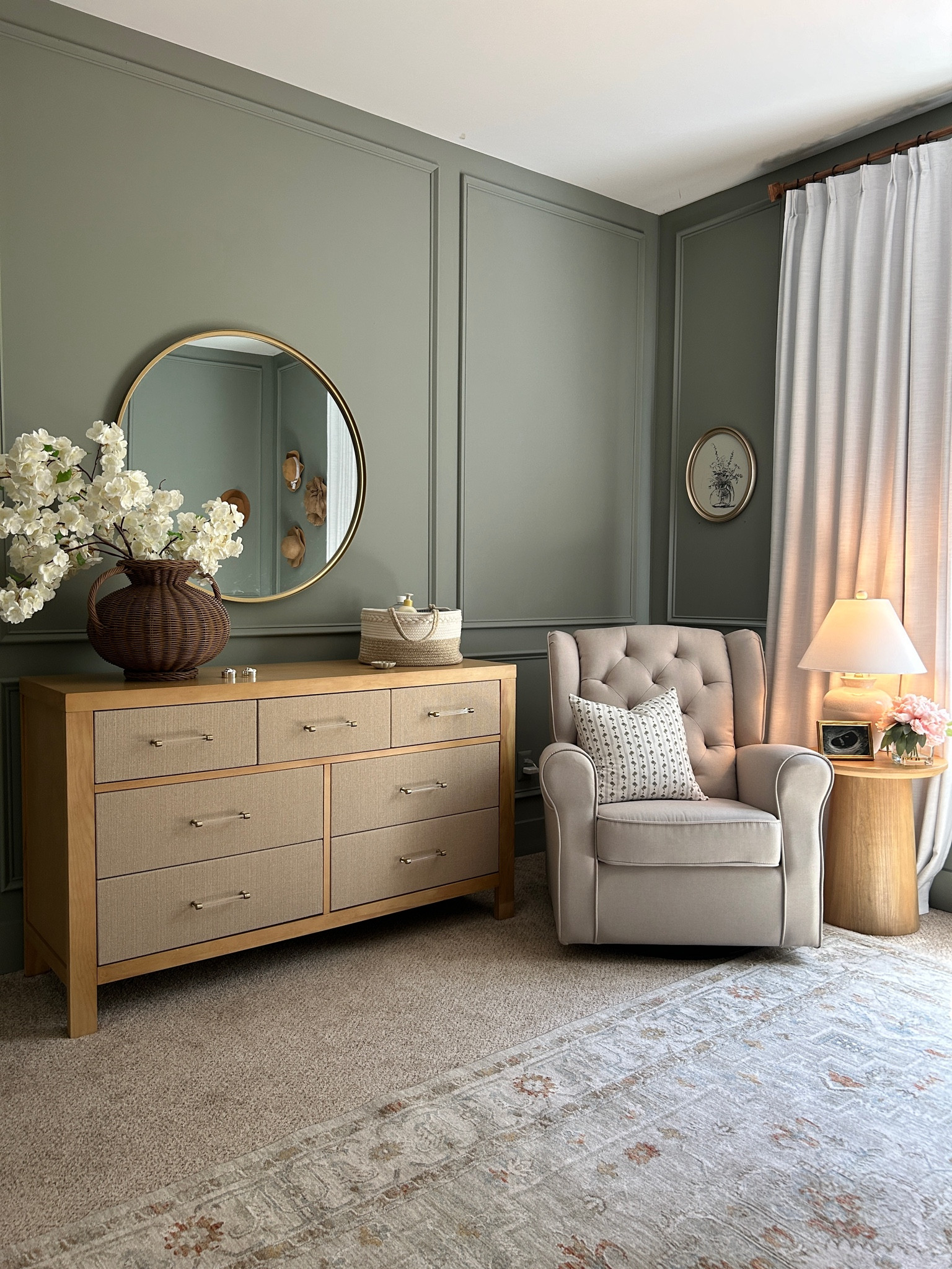 Our simple but oh so sweet nursery 💕 I knew I wanted something that felt elevated and safe green just felt right this time around. 🤍🤍 I am still not over our furniture set from Namesake

#Homedecorinspo #modernorganic #homeinspo #neutralhome #homedecor #studiomcgee #targetfinds #amazonfinds #homeswithpurpose #atlanta #atlantadesigner #georgia #us 

#LTKHome #LTKBump #LTKBaby #LTKHome #LTKBaby #LTKBump