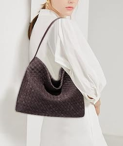 Luxury Suede Woven Hobo Bag Trendy Suede Tote Bags For Women Women’s Shoulder Purse For Travel ... | Amazon (US)
