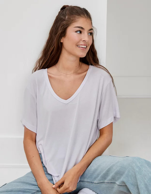 AE Oversized Soft & Sexy V-Neck T-Shirt | American Eagle Outfitters (US & CA)