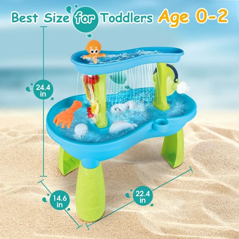 Sand and Water Table for Toddlers, Summer Outside Toys with 19PCS Accessory Set for Kids Boy Girl... | Walmart (US)