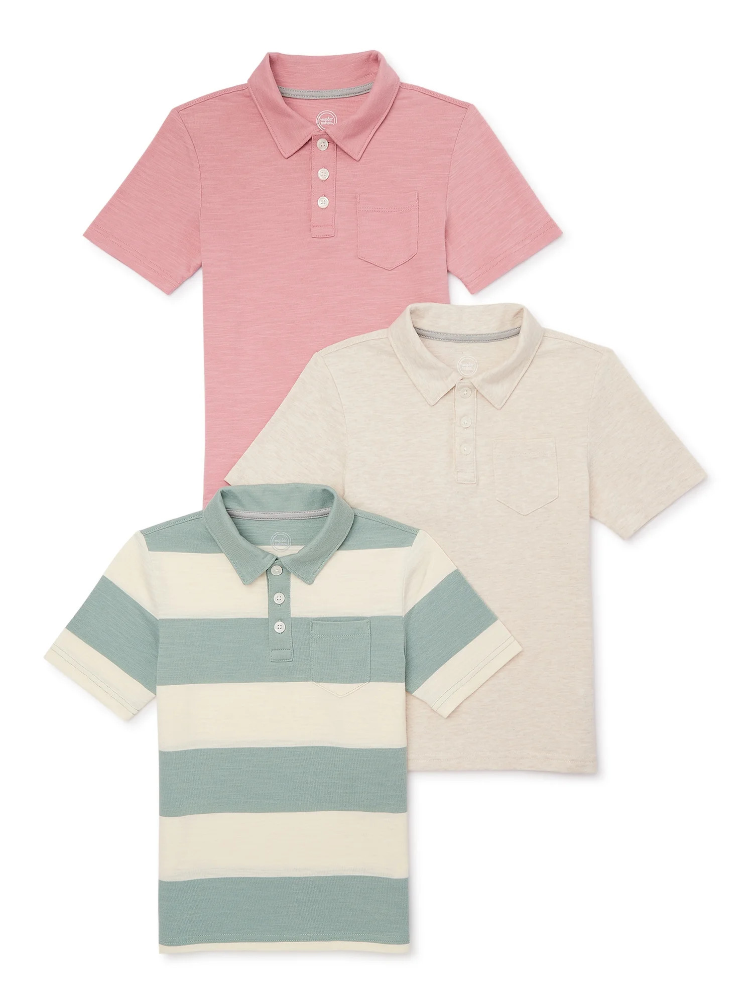 Wonder Nation Boys Short Sleeve Pocket Polo, 3-Pack, Sizes 4-18 | Walmart (US)