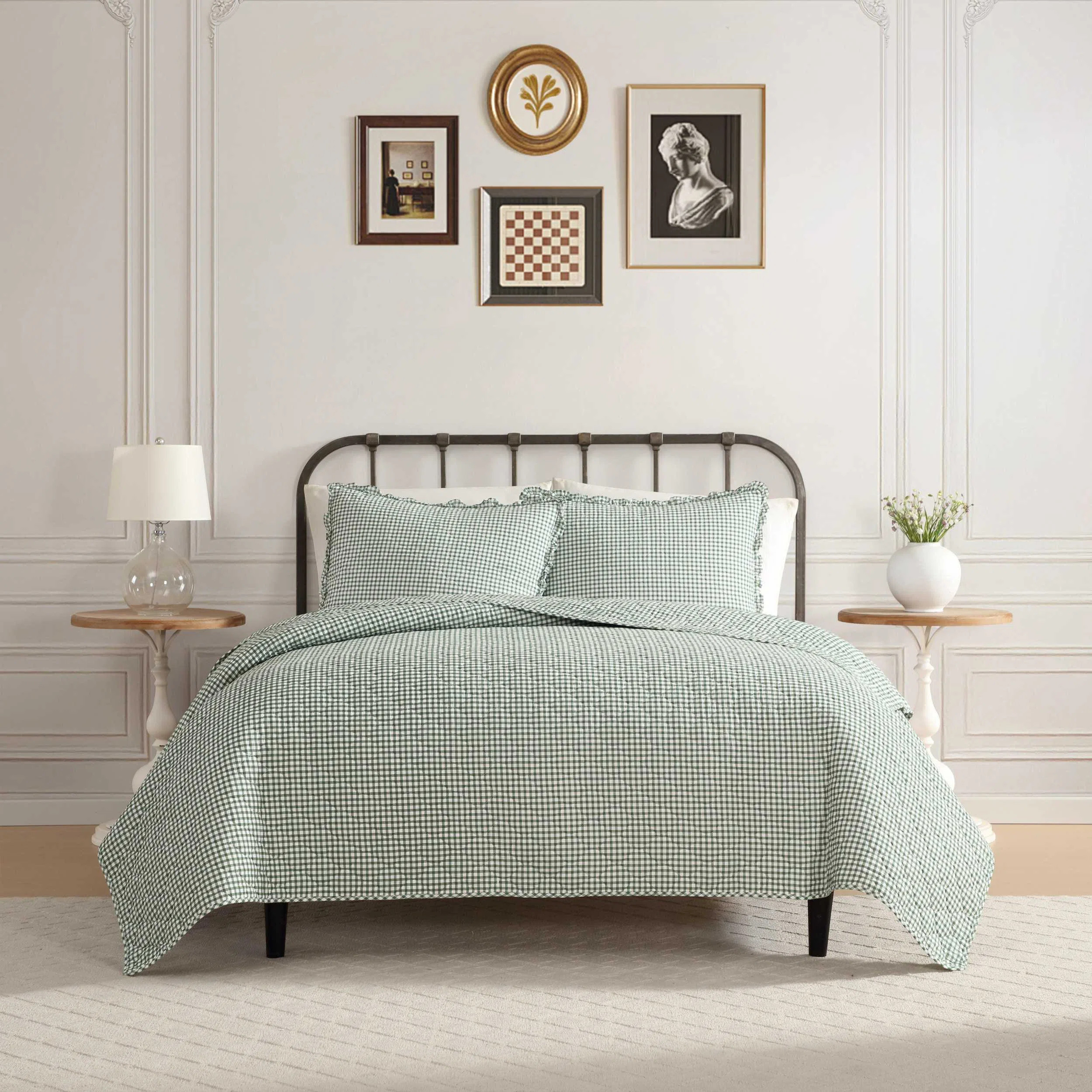 Laura Ashley Gracies Gingham Cotton Reversible Green   Set & Reviews - Wayfair Canada | Wayfair North America