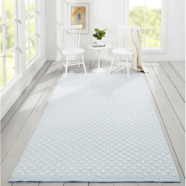 Langdon Geometric Handmade Flatweave Wool Blue Area Rug | Wayfair North America