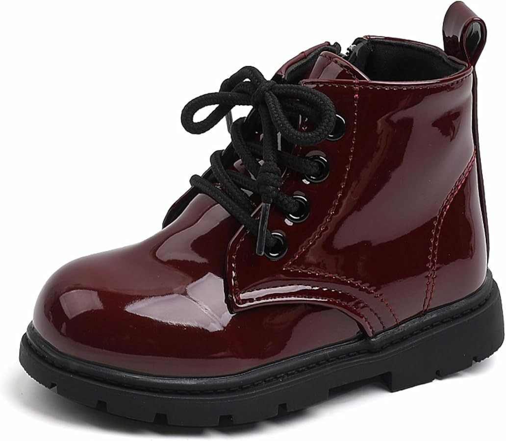 WUIWUIYU Toddler Boys Girls Combat Boots Side Zip Waterproof Ankle Boots Round-Toe School Daily W... | Amazon (CA)