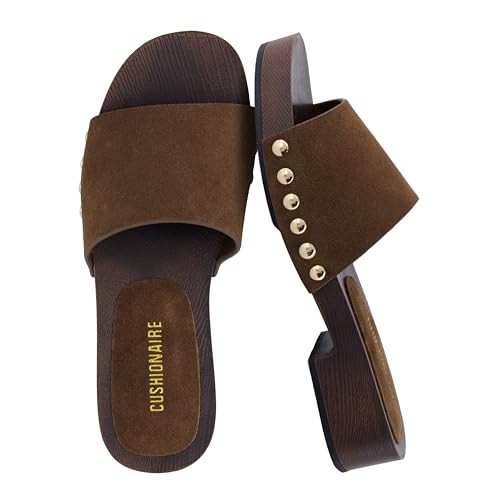 CUSHIONAIRE Timmi 100% Genuine Suede Slides for Women, Slip On Low Heeled Dress Sandal with Studd... | Amazon (US)