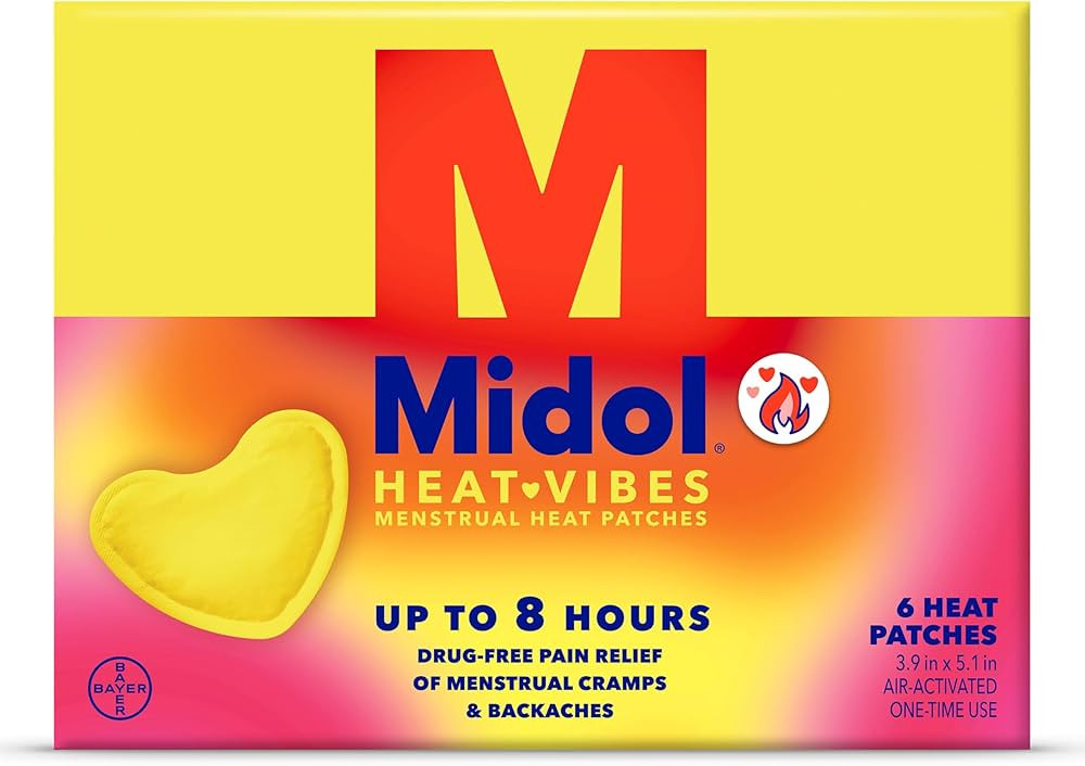 Midol Heat Vibes Menstrual Pain Relief Heat Patches - 6 Count Pack for Period Cramps and Backache | Amazon (US)