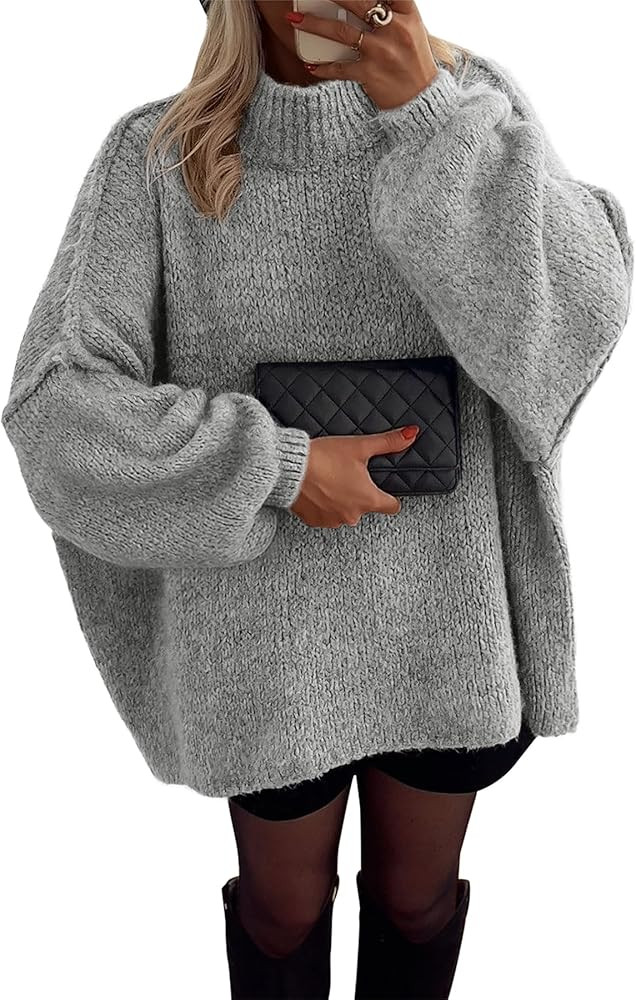 ATHMILE Womens Fall Fashion Oversized Sweaters Chunky Knit Mock Neck Long Sleeve Casual Trendy Pu... | Amazon (US)