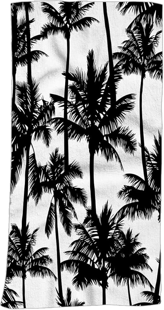 Swono Palms Tree Bath Towel，Black Palm Trees Isolated on White Bathing/Beach/Camping Towel for ... | Amazon (US)