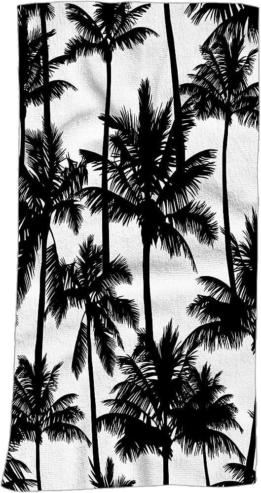 Swono Palms Tree Bath Towel，Black Palm Trees Isolated on White Bathing/Beach/Camping Towel for ... | Amazon (US)