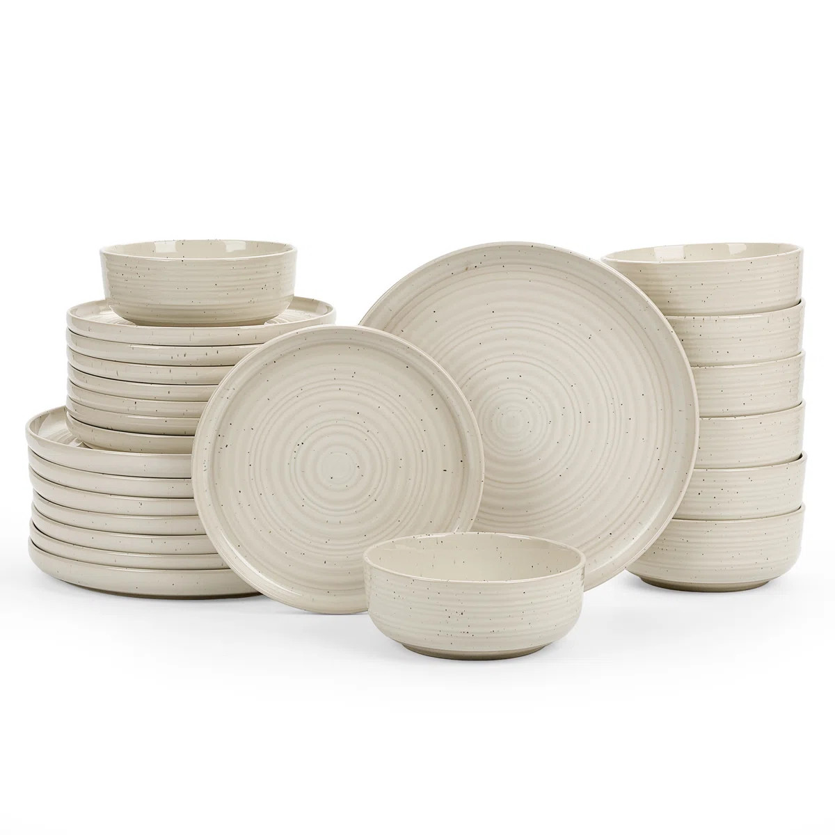 Constellation Plates And Bowls Sets, 24 Piece Dinnerware Sets,Beige | Wayfair North America
