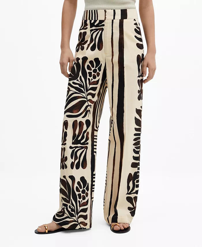 MANGO Women's Printed Cotton Pants - Macy's | Macy's