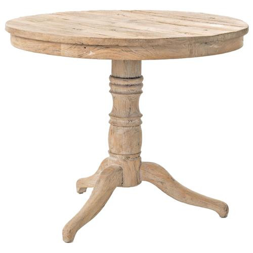 Delon French White Wash Reclaimed Pine Bistro Table- 35.5" W | Kathy Kuo Home