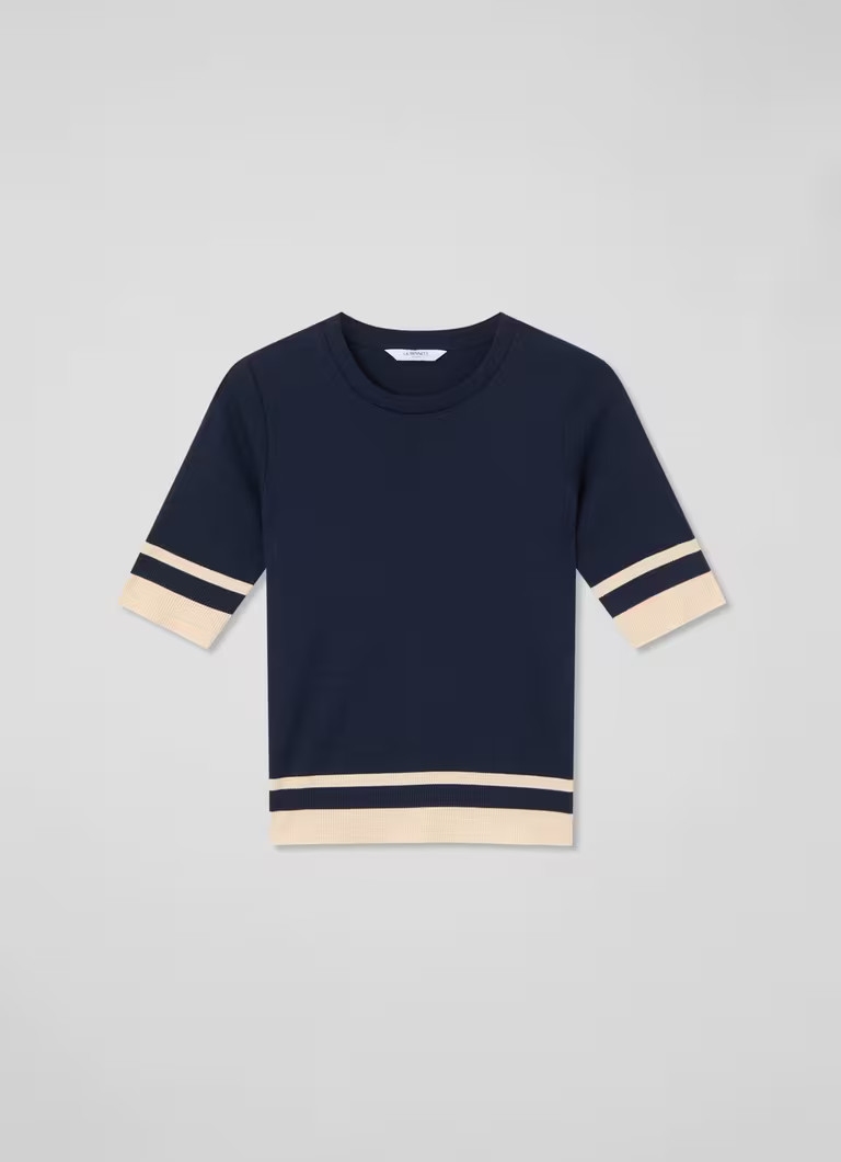 Micha Desert Navy & Ivory Jersey Top | L.K. Bennett (UK)