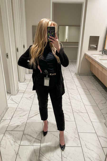 All black business casual outfit for women. 

Pants are Zara but linked simmilars from Abercrombie 

Business casual outfits, office outfits, all black outfits, Abercrombie workwear, workwear outfits, simple workwear outfits, comfy workwear 

#LTKworkwear #LTKSeasonal #LTKfindsunder100