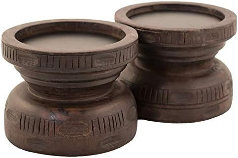 Avera Products | Mango Wood Pillar Candle Holder Set of 2 | 4.5" x 3.5" | A Sturdy & Safe Candle Hol | Amazon (US)