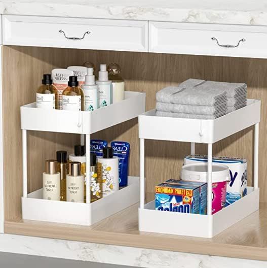 Efuytech 2 Pack Multi-Purpose Under Sink Organizers, Storage for Bathroom Kitchen Under Bathroom ... | Amazon (US)