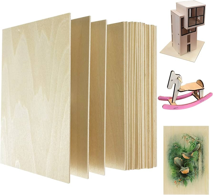 MUXGOA 20 Pack Basswood Sheets for Craft, Laser, Wood Burning, Wooden DIY Ornaments, Unfinished T... | Amazon (US)