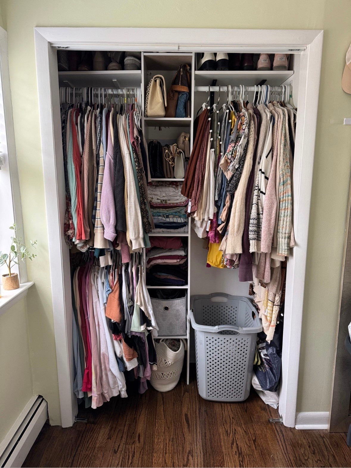 Love this closet organizer for all the storage space in the middle! You could also add a bar on the bottom right too. I just chose not to

#ltkseasonal #ltkhome #ltkfindsunder100