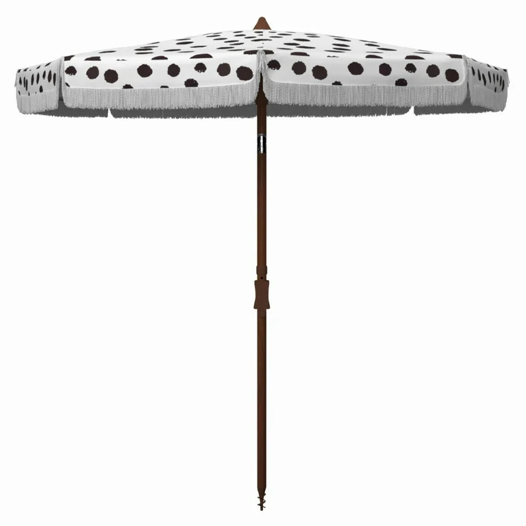 SAFAVIEH Sydney 6.5' Beach Patio Umbrella, White/Black | Walmart (US)